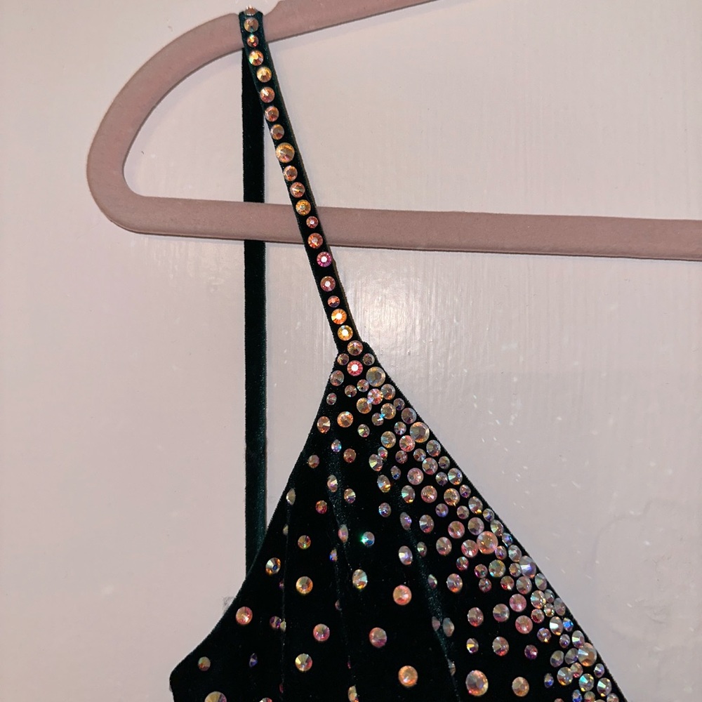 Jovani Velvet Green Cocktail Dress - Picture 2 of 6